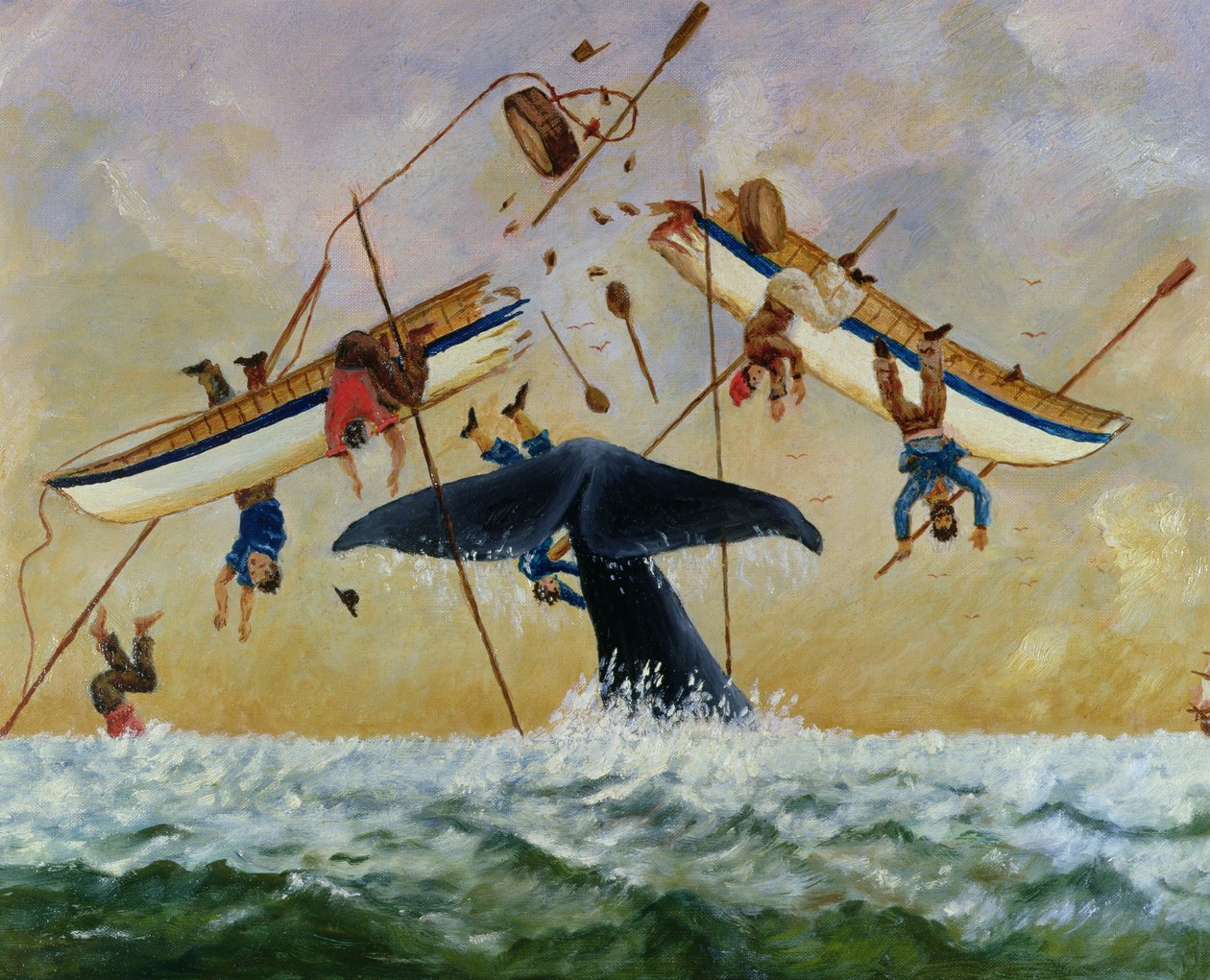 Baleine renversant des pêcheurs dans l
