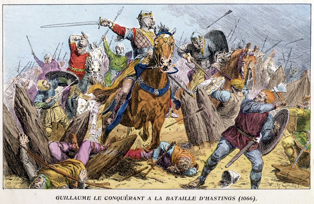Guillaume le Conquérant à la bataille de Hastings - French School