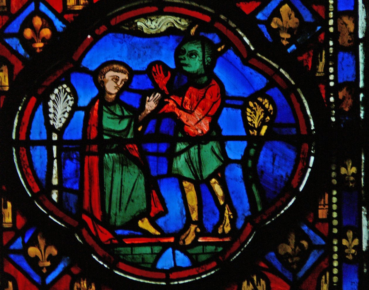 Fenêtre Ew-R représentant Théophile avec un diable - French School