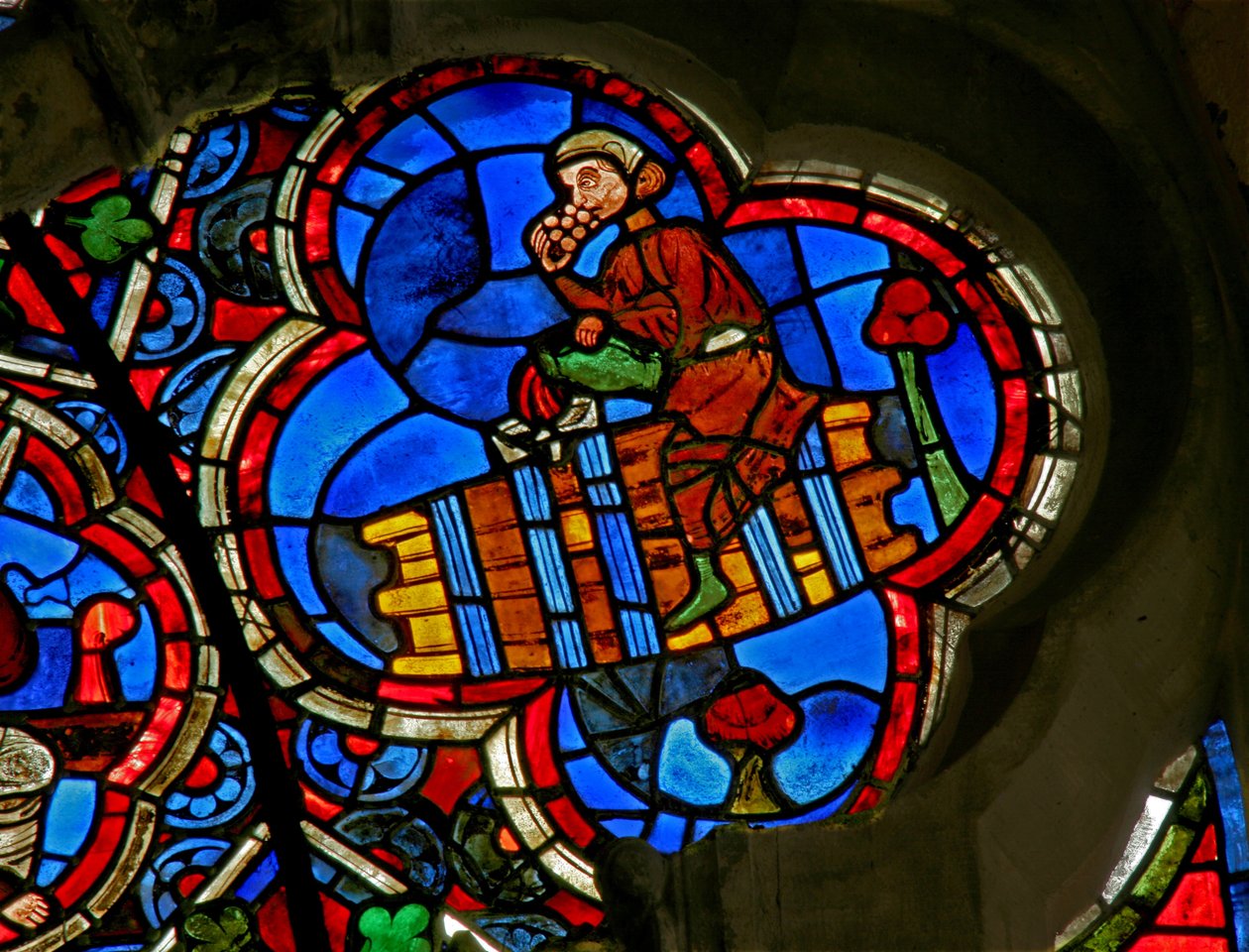 Fenêtre Ew représentant les Travaux des Mois : Octobre - French School