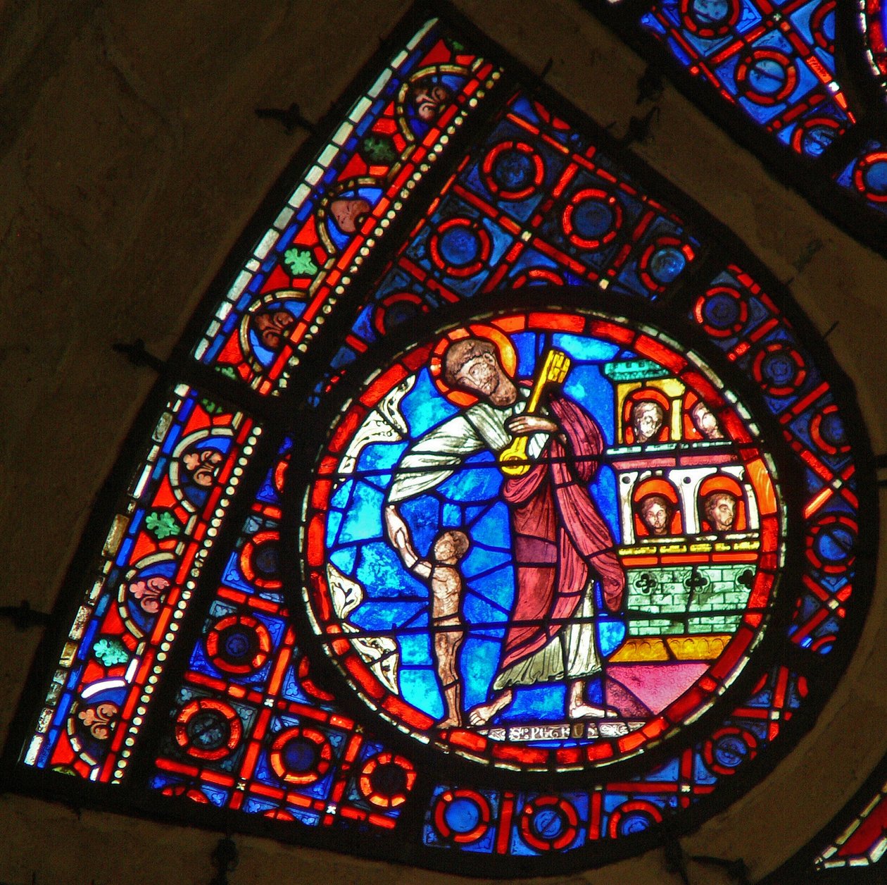 Fenêtre Ww représentant Saint Pierre avec la clé du ciel - French School