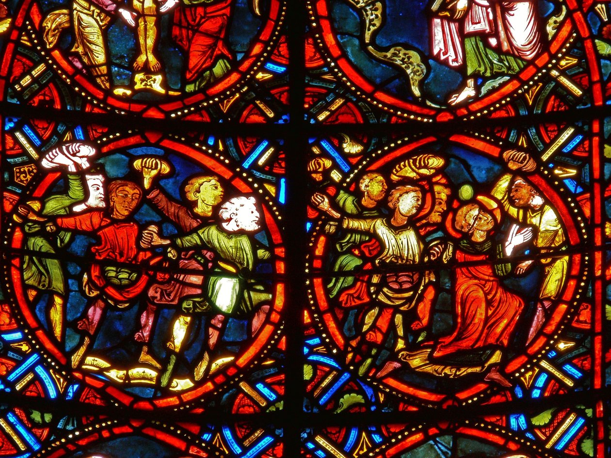 Fenêtre représentant Saint Étienne lapidé - French School
