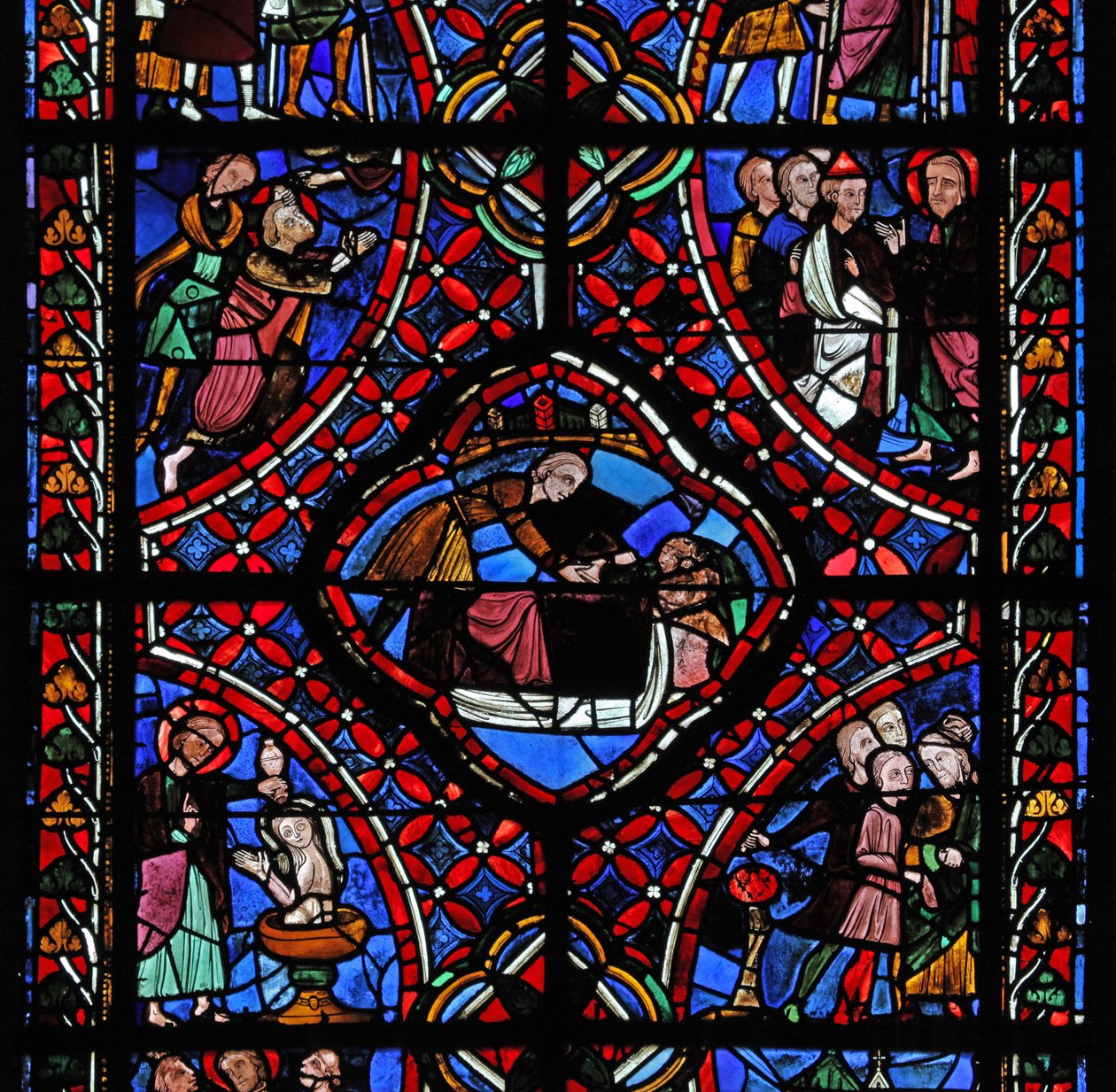 Fenêtre représentant la troisième section de la fenêtre de Saint Jacques, w5 : toutes les scènes n