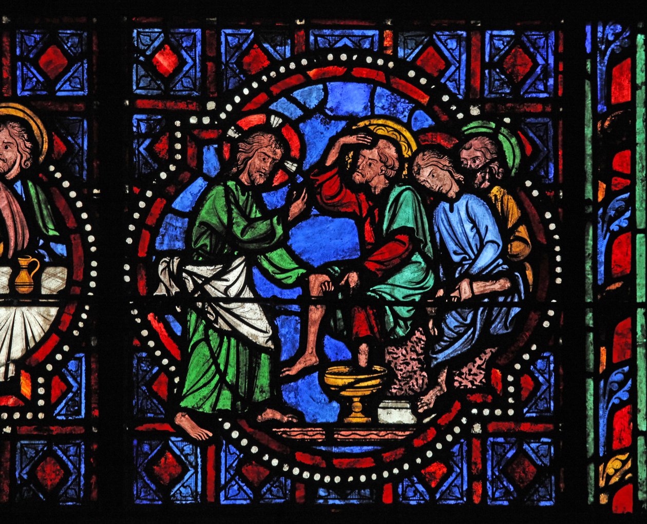 Fenêtre w02 représentant le Christ lavant les pieds de ses disciples - French School
