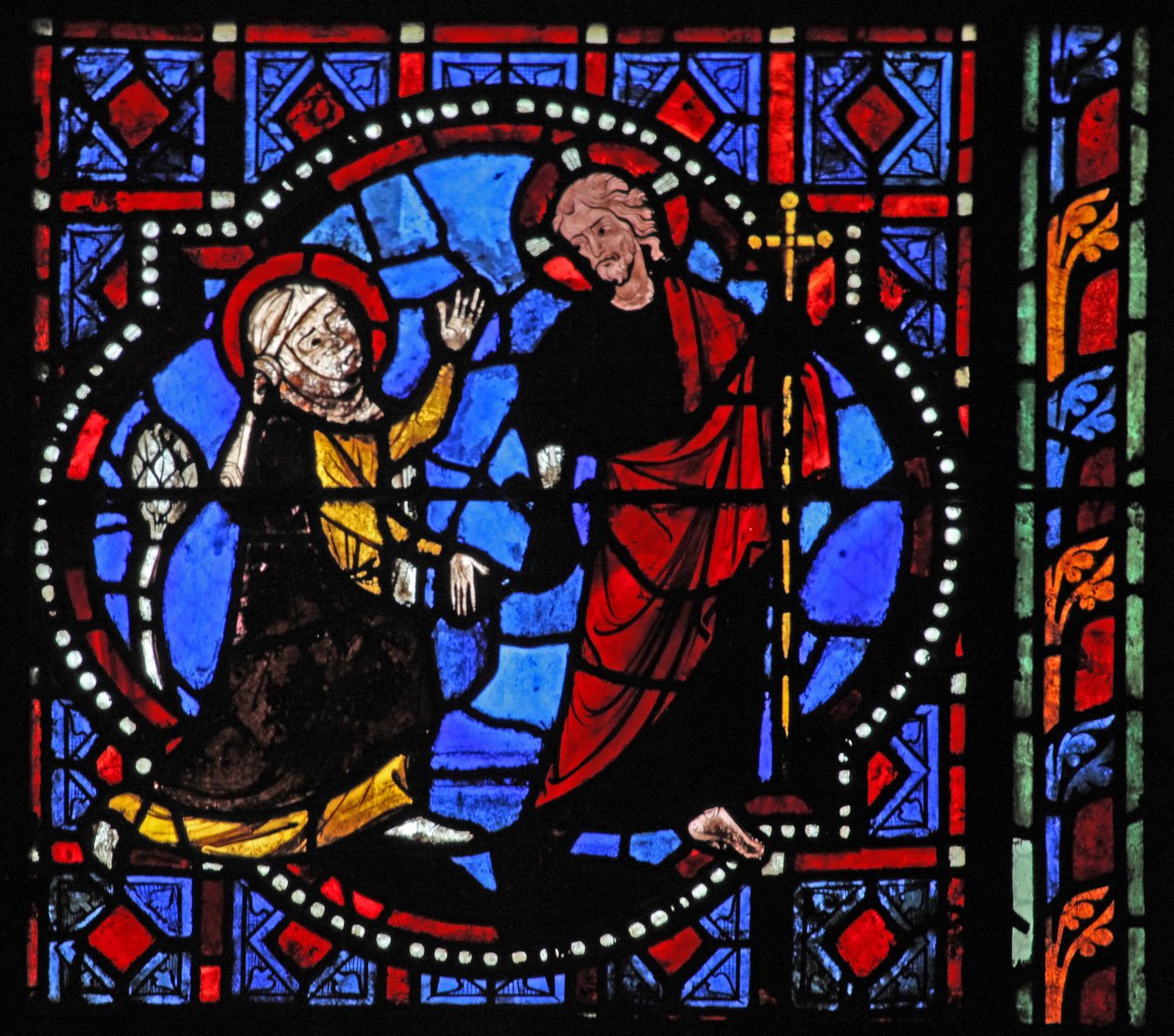 Fenêtre w02 représentant une scène de Résurrection : Noli Me Tangere - French School