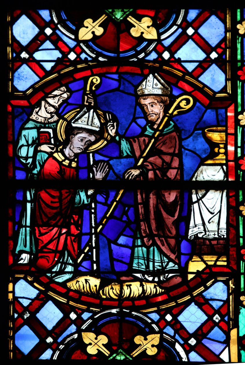 Fenêtre w04 représentant Saint Martin intronisé comme évêque - French School