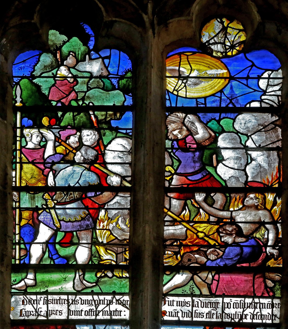 Fenêtre w0 représentant le Martyre de Sainte Foy - French School