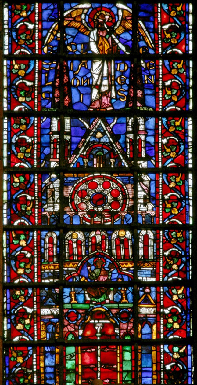 Fenêtre w101 représentant la cathédrale de Laon - French School