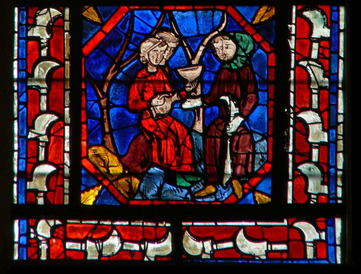 Fenêtre w107 représentant des donateurs - vignerons au travail - French School