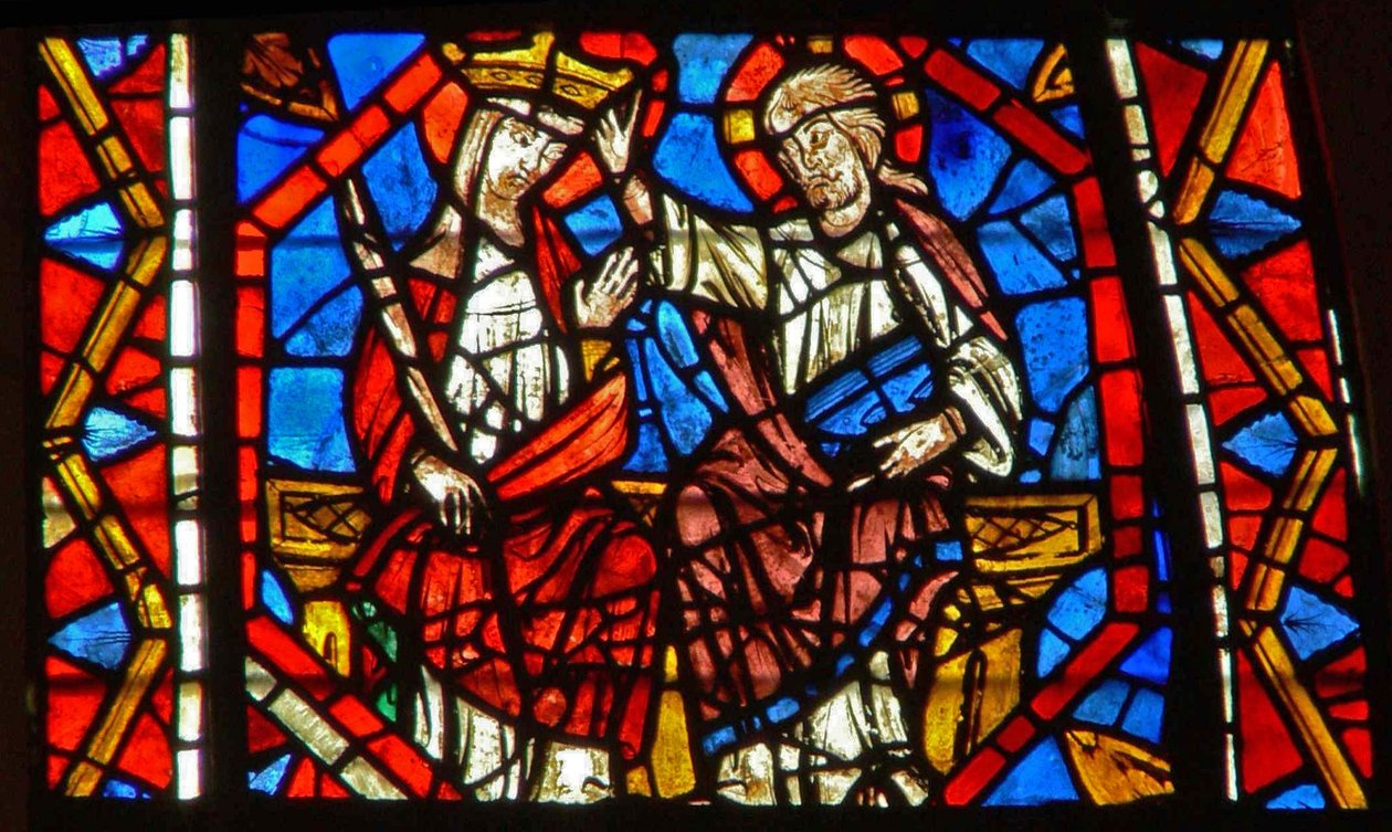 Fenêtre w108 représentant le Couronnement de la Vierge - French School