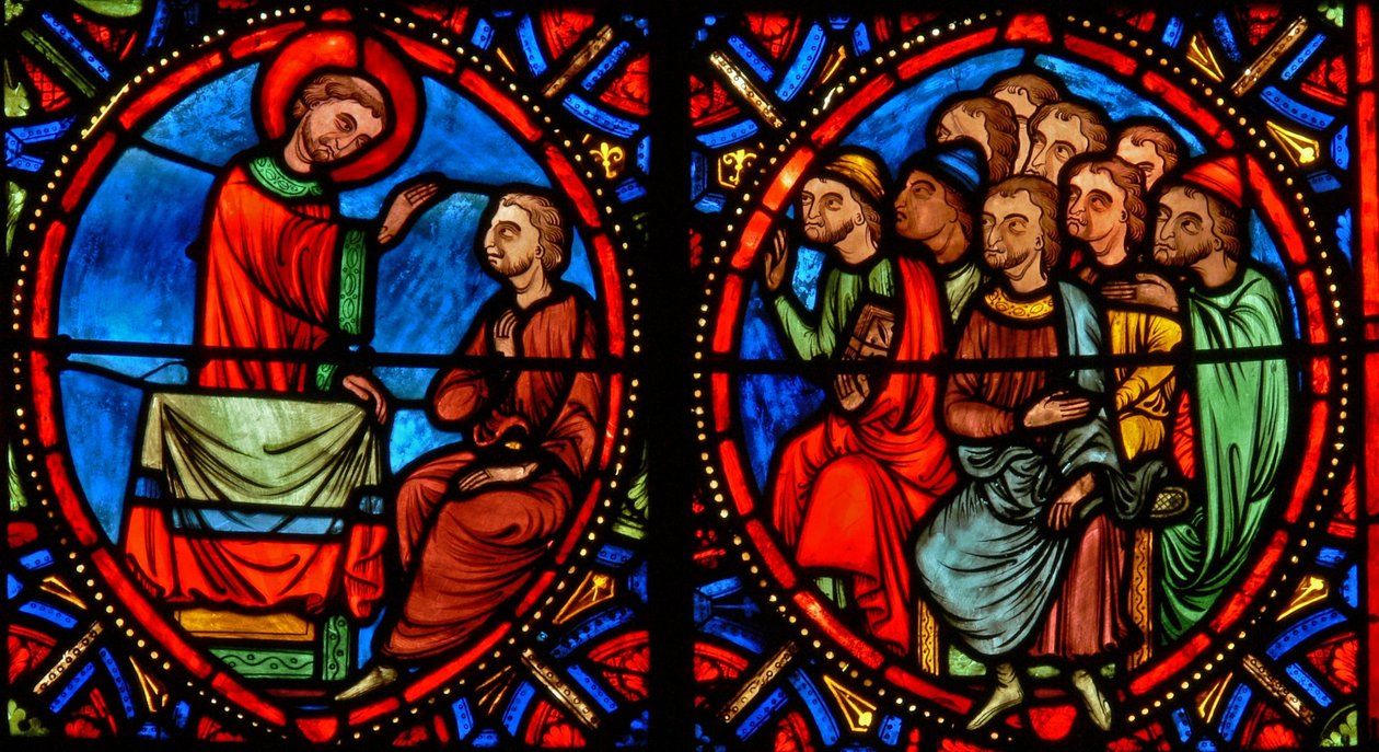 Fenêtre w10 représentant Saint Étienne prêchant et convertissant (moderne) - French School