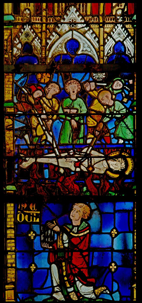 Fenêtre w10 représentant le martyre de Saint Vincent - French School