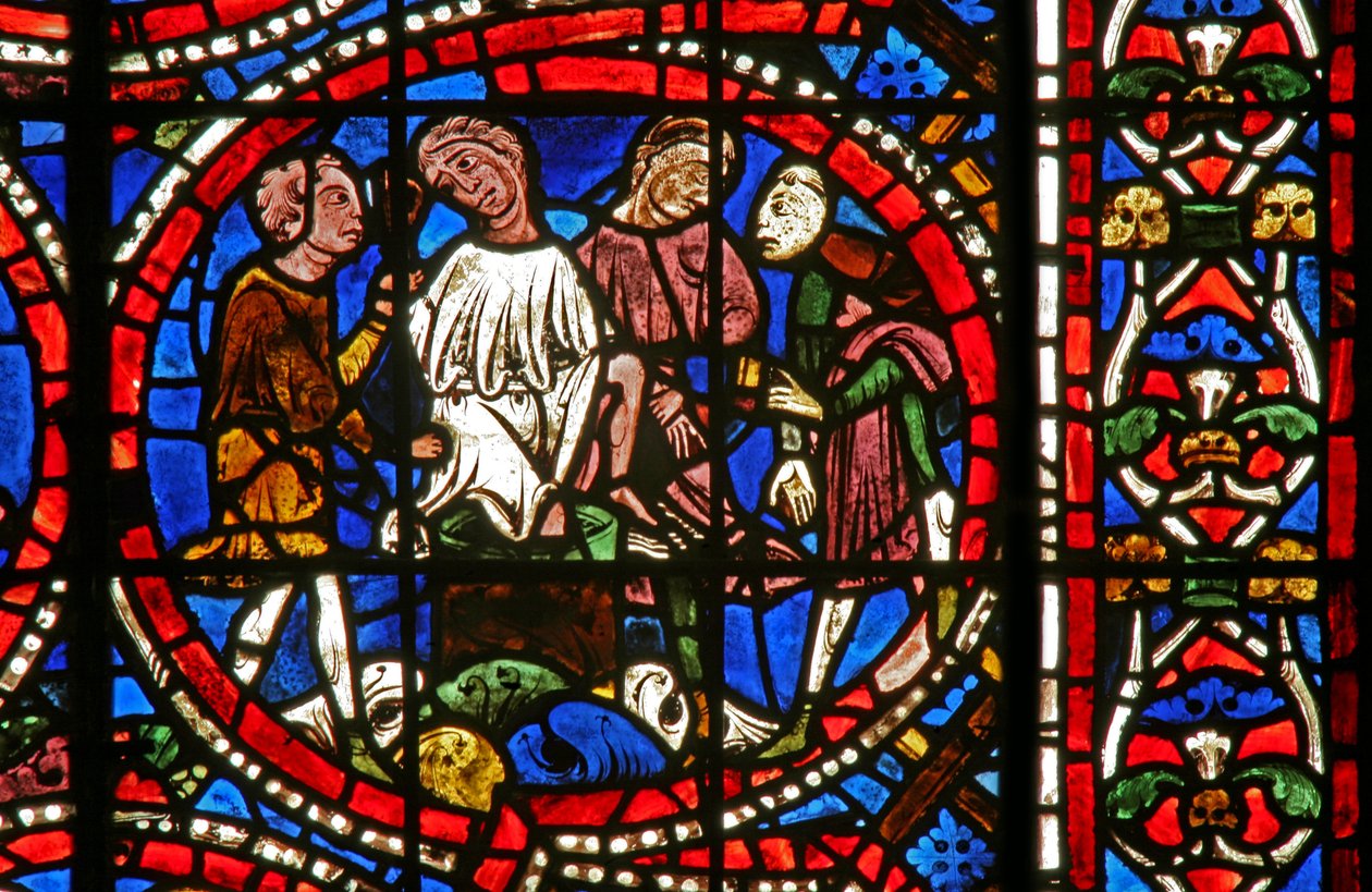 Fenêtre w11-R représentant Joseph descendu dans la fosse - French School