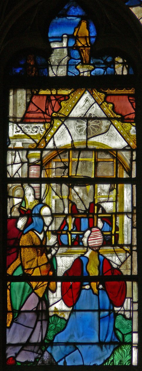 Une scène de la vie de Saint Thomas : Saint Thomas en prison est visité par la princesse Migdomie; verre vénitien - French School