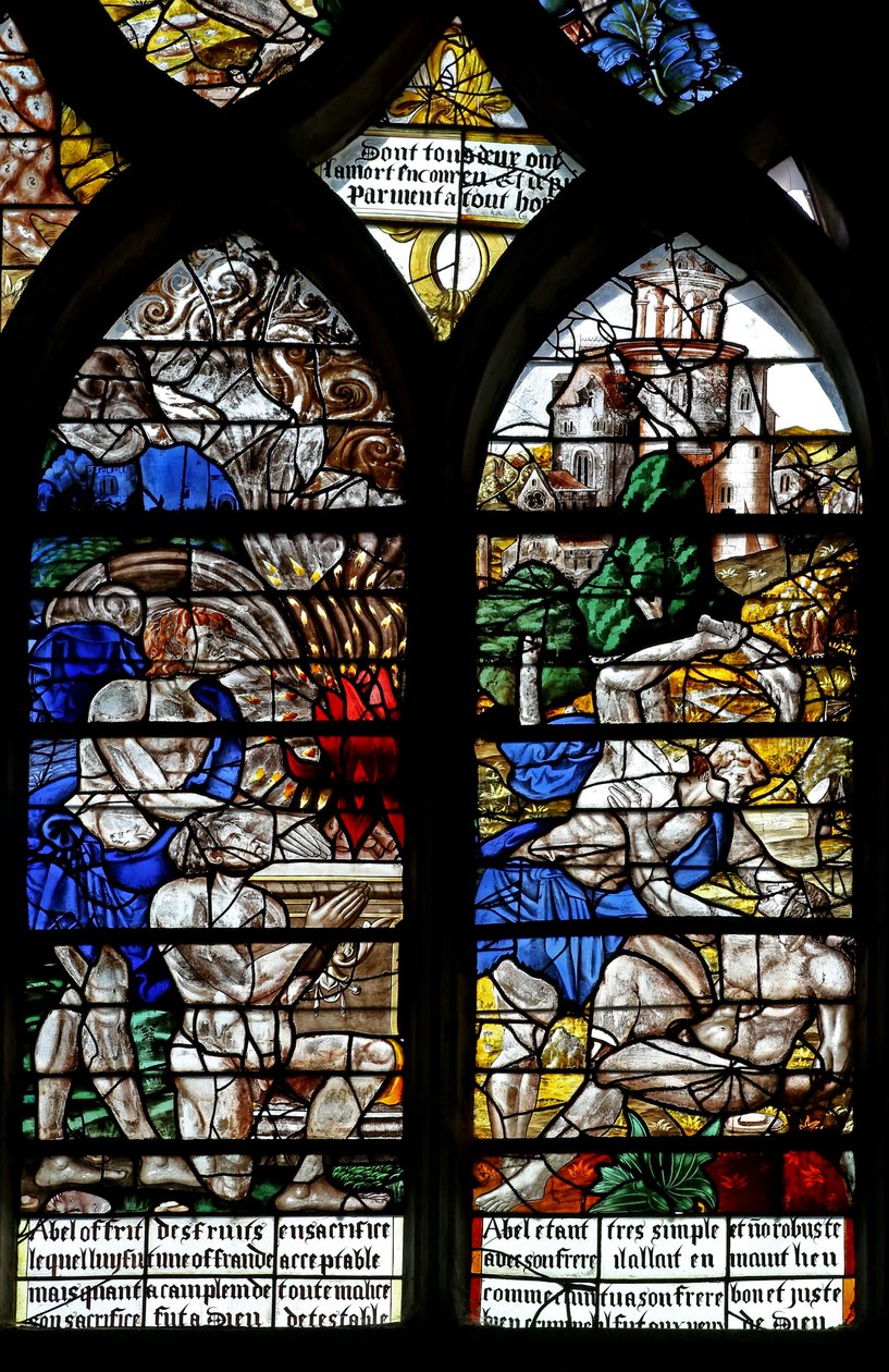 Caïn et Abel font leurs offrandes; Caïn tue Abel - French School