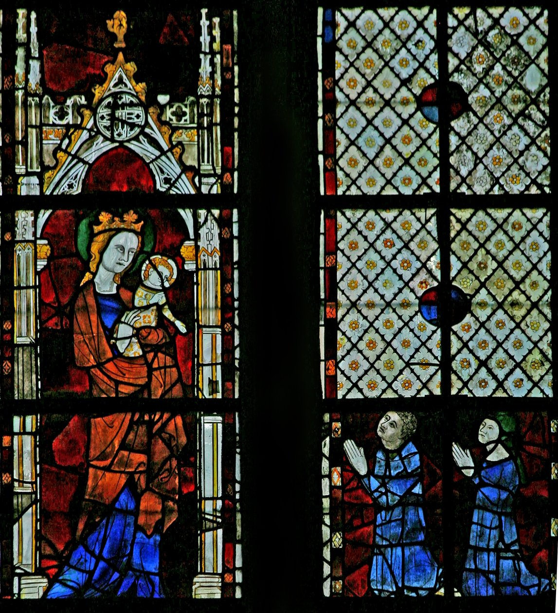 Vierge Marie; deux donateurs - French School
