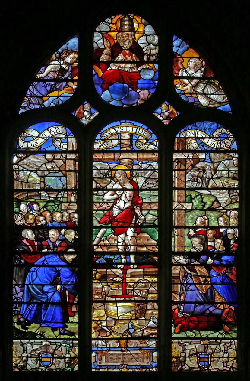 Fenêtre w14 représentant la Presse Mystique; donateur Jean le Teillieur des Ébrieux - French School