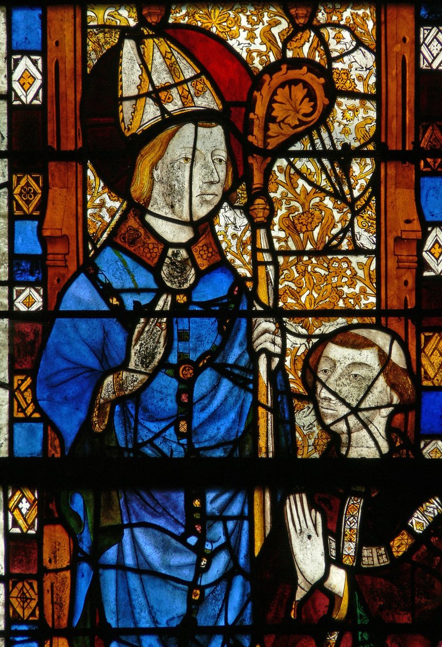 Fenêtre w17 représentant Saint Nicolas et le donateur Oudin de Troyes - French School