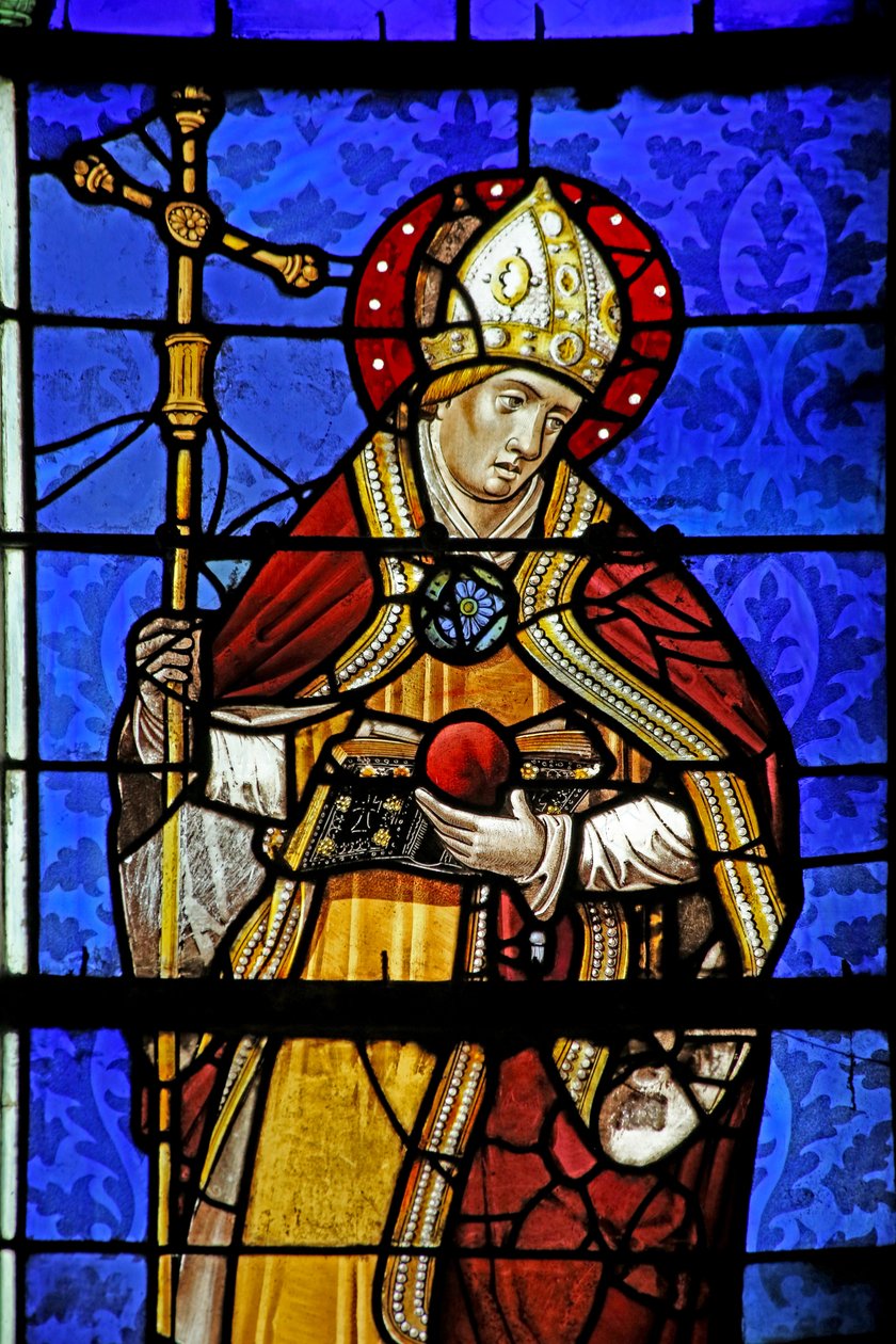 Fenêtre w18 représentant Saint Augustin tenant un cœur enflammé - French School