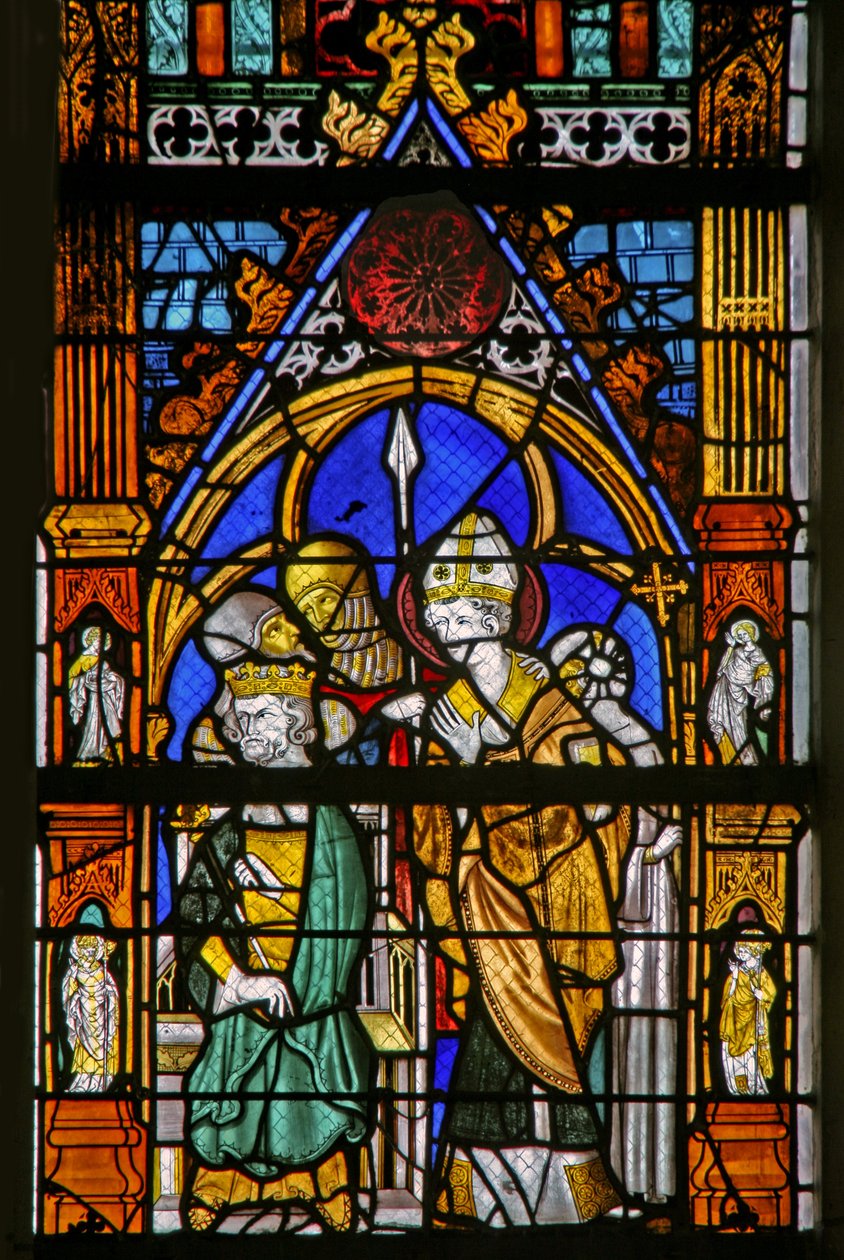 Fenêtre w19 représentant Saint Thomas Becket et Henri II en désaccord - French School