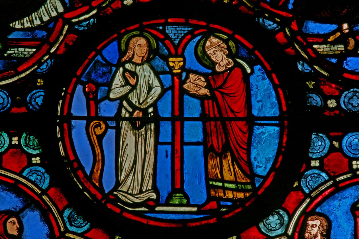 Fenêtre w1 représentant une scène de la vie de Saint Martin - French School