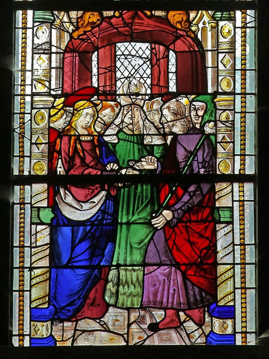 Fenêtre w1 représentant le Mariage de la Vierge Marie - French School