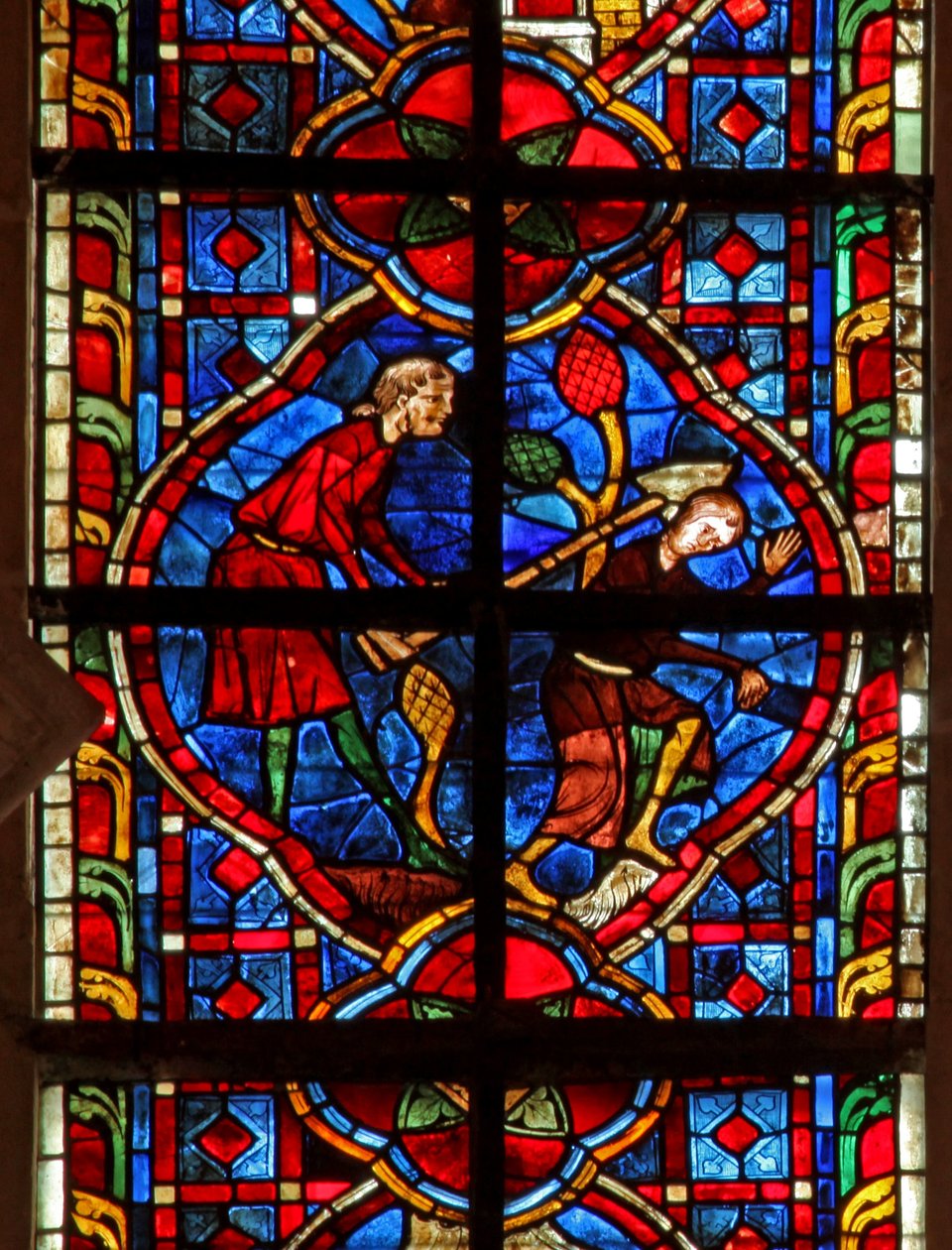 Vitrail w207 représentant Caïn tue Abel - French School