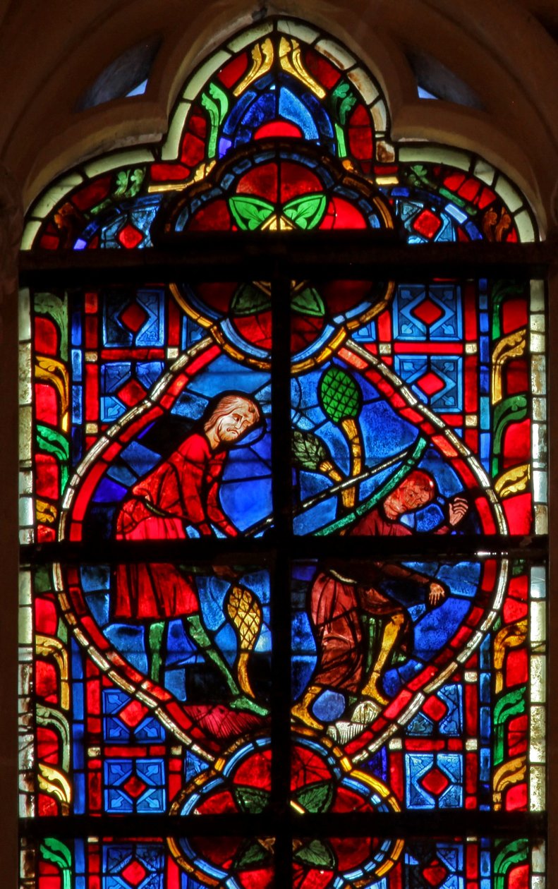 Vitrail w207 représentant la punition de Lamech - French School