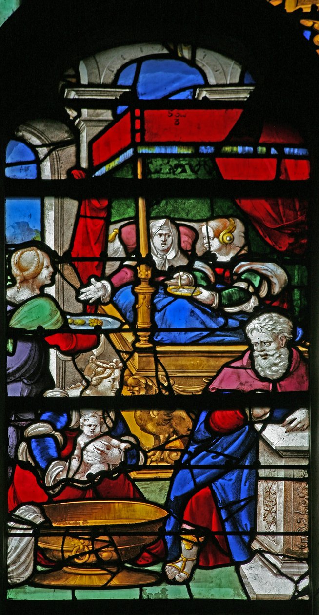 Fenêtre w20 - Scène de la vie de la Vierge Marie : sa naissance - French School