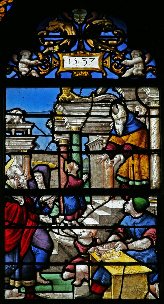 Fenêtre w20 - Scène de la vie de la Vierge Marie : la Présentation au Temple - French School