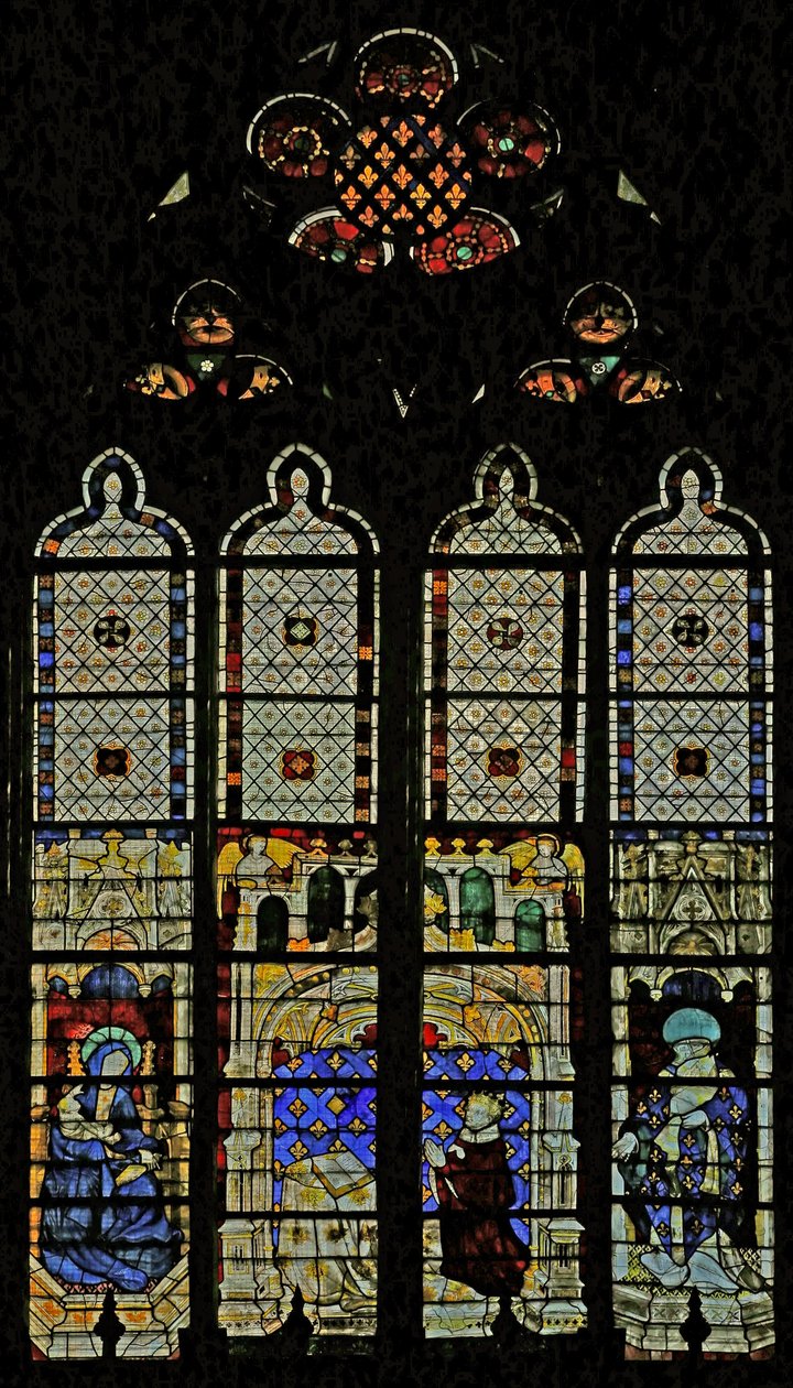 Fenêtre royale avec la Vierge Marie, Charles VI et Saint Denis - French School