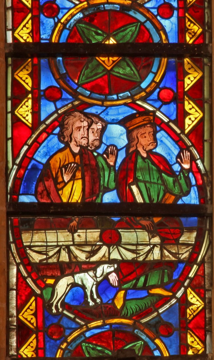 Scène de la vie de Saint Thomas : à la fête, un chien apporte le bras du cupbearer - French School