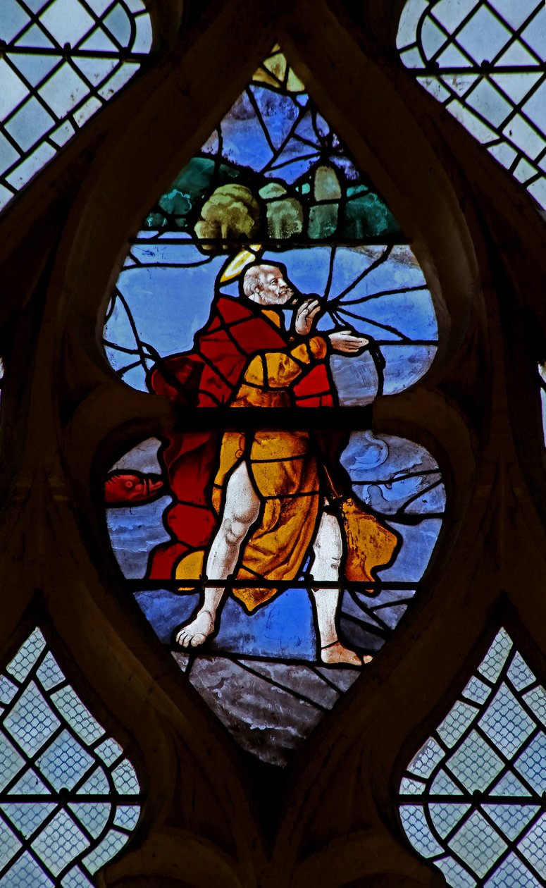 Fenêtre w21 représentant le Christ faisant marcher Saint Pierre sur l