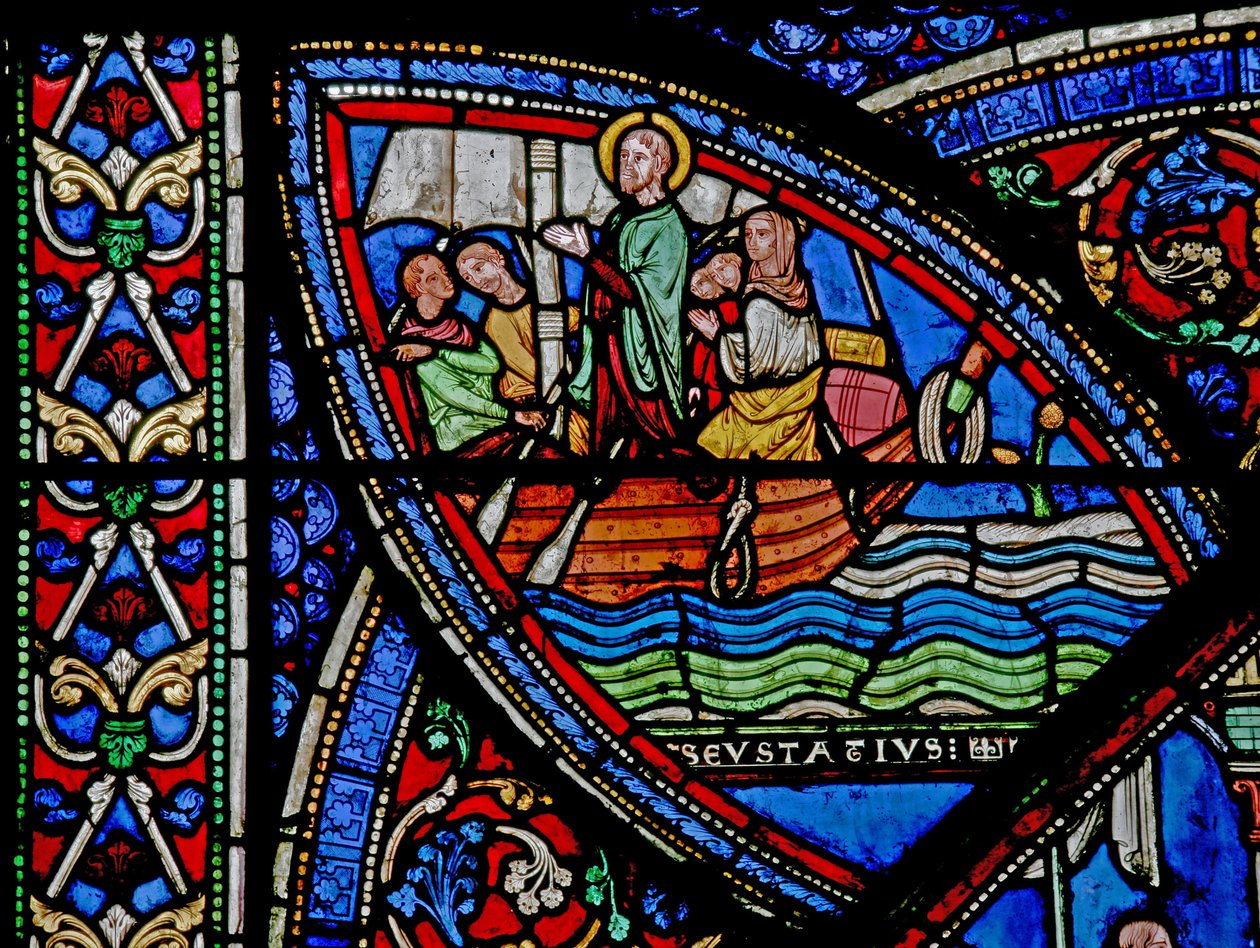 Scène de la vie de Saint Eustache : il part avec sa famille pour l