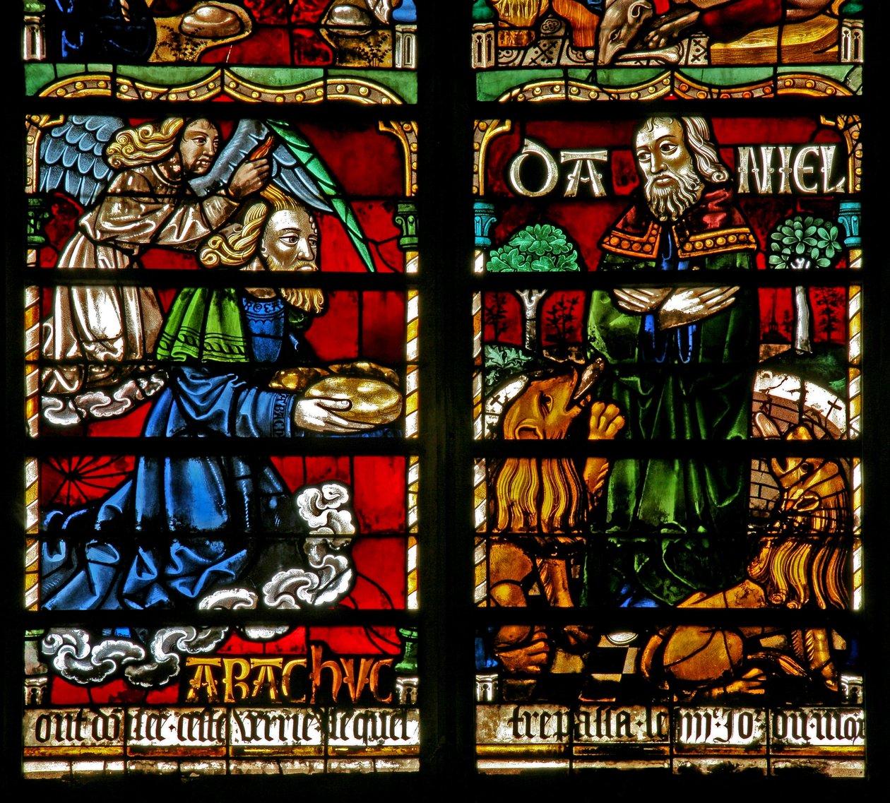 Daniel dans la fosse aux lions ; nourri par le prophète Habacuc - French School