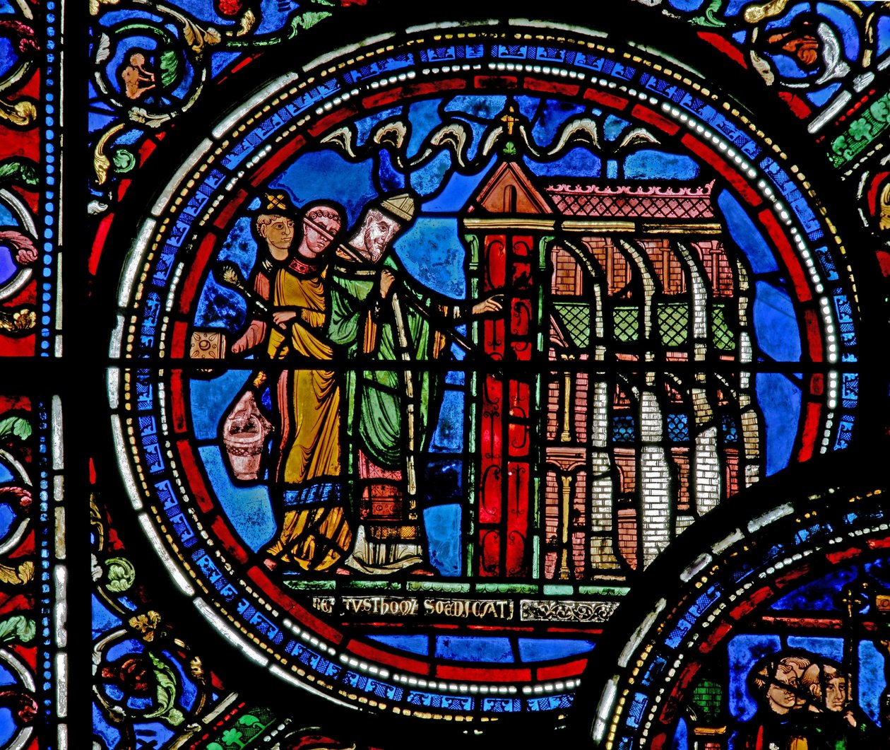 Fenêtre w23 représentant Saint Thomas Becket consacrant une église - French School