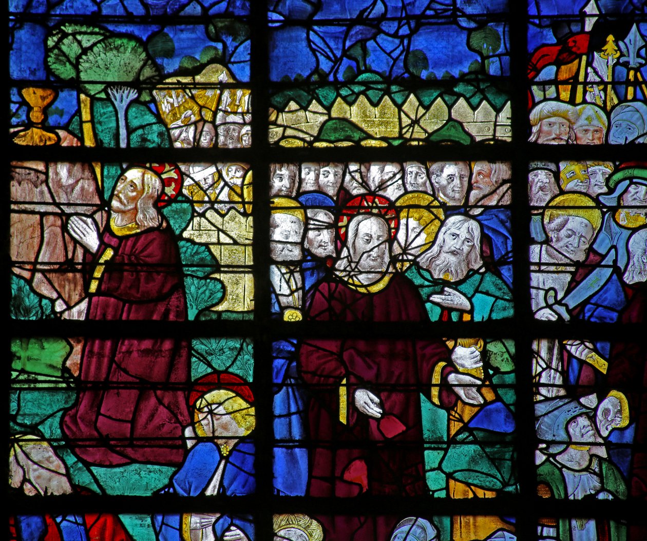 Fenêtre w31 représentant des scènes de la Passion : Gethsémani et la Résurrection - French School