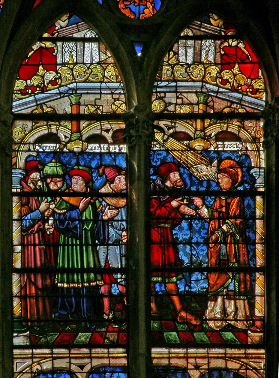 Fenêtre w32 représentant Saint Étienne disputant avec les Docteurs de la Loi - French School