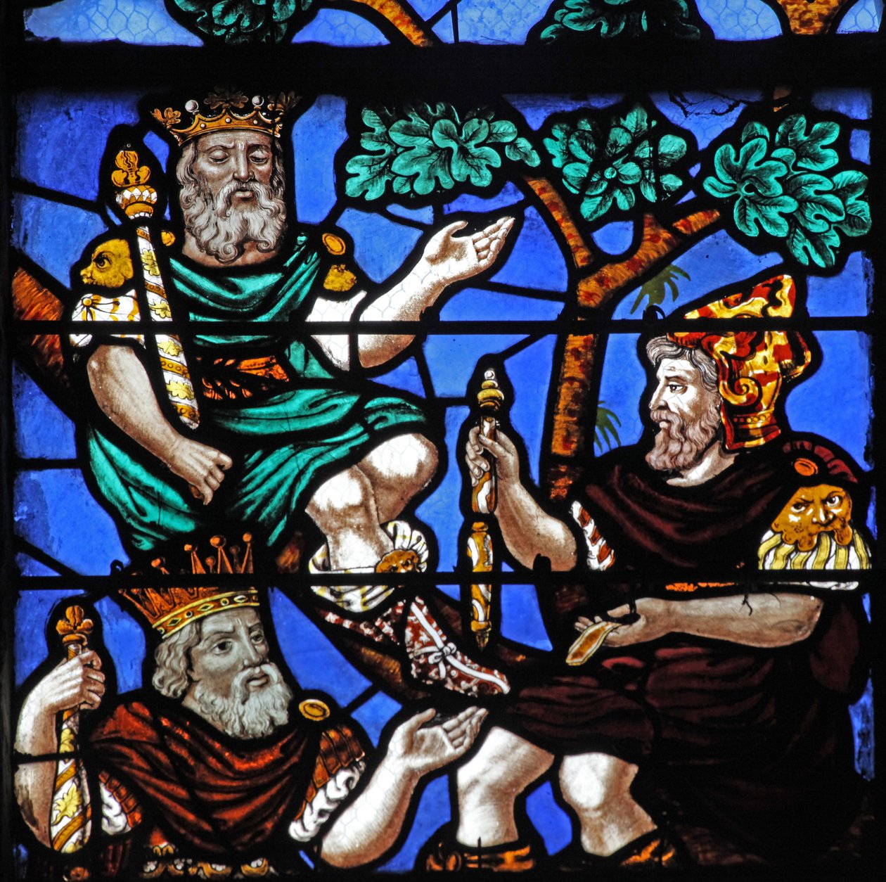 Vitrail w4 représentant des rois et un prophète sur l