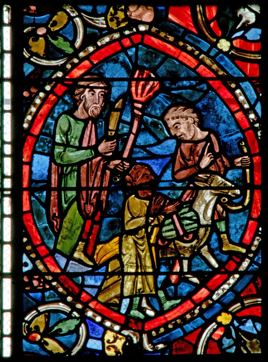 Fenêtre w5-L représentant Abraham emmenant Isaac pour être sacrifié - French School