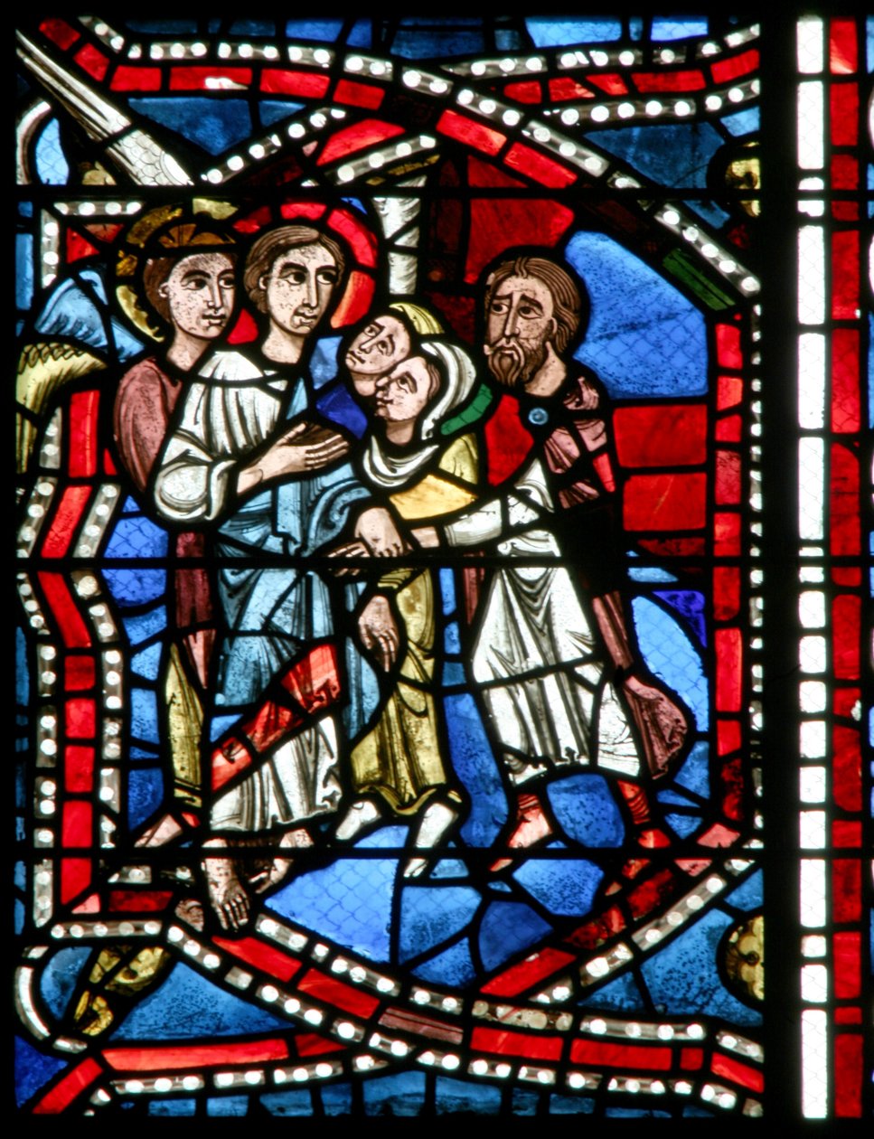 Fenêtre w5-R représentant un ange conduisant Lot hors de la ville - French School