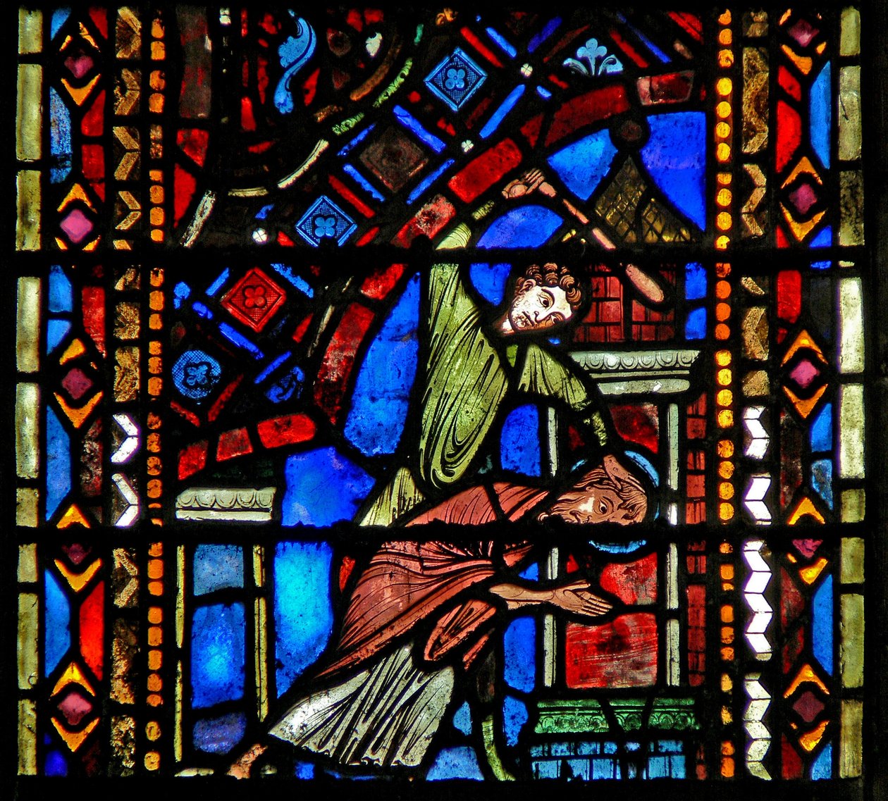 Fenêtre w53 représentant le battement (mort ?) de Saint Jean-Baptiste - French School