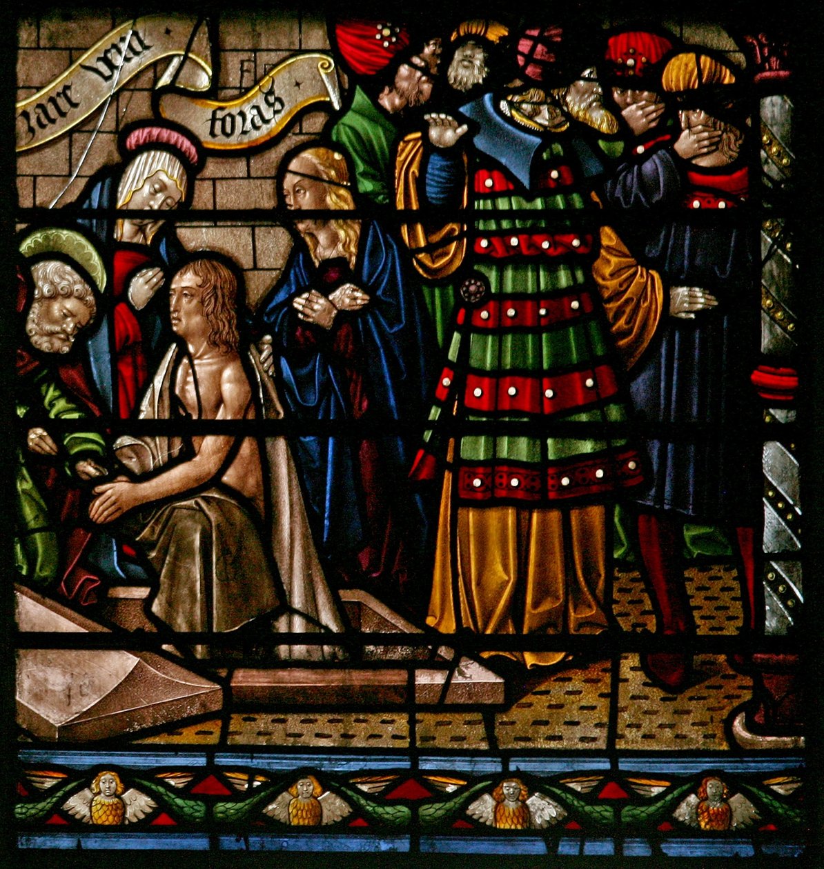 Fenêtre w6 représentant la résurrection de Lazare - French School