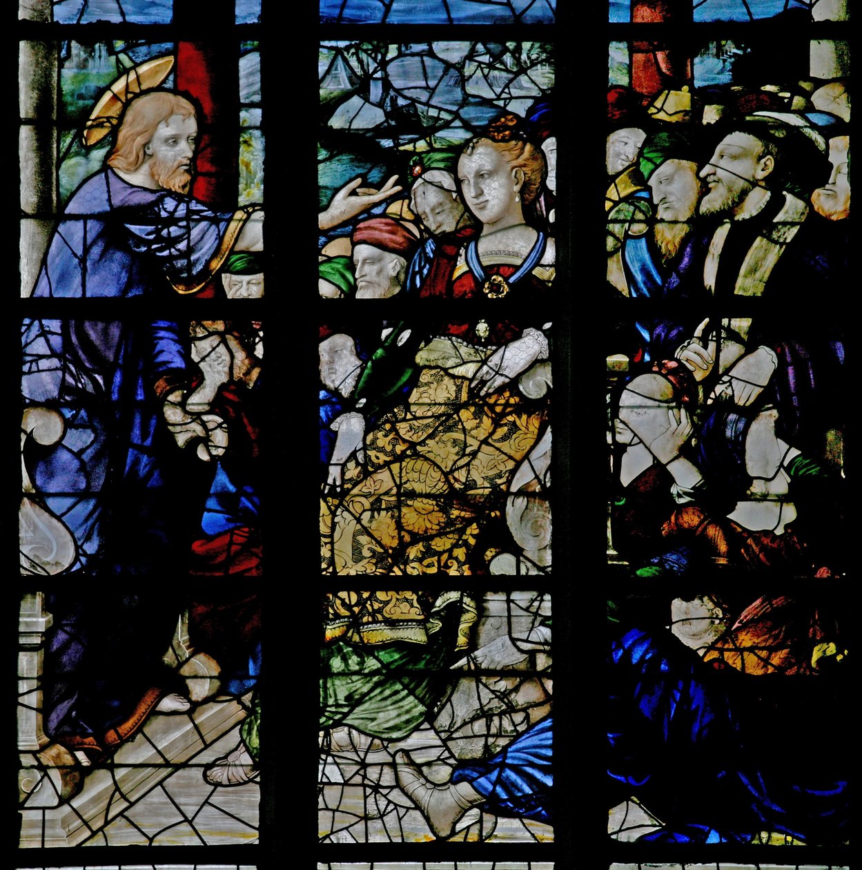 Fenêtre w7 représentant le Christ prêchant - French School
