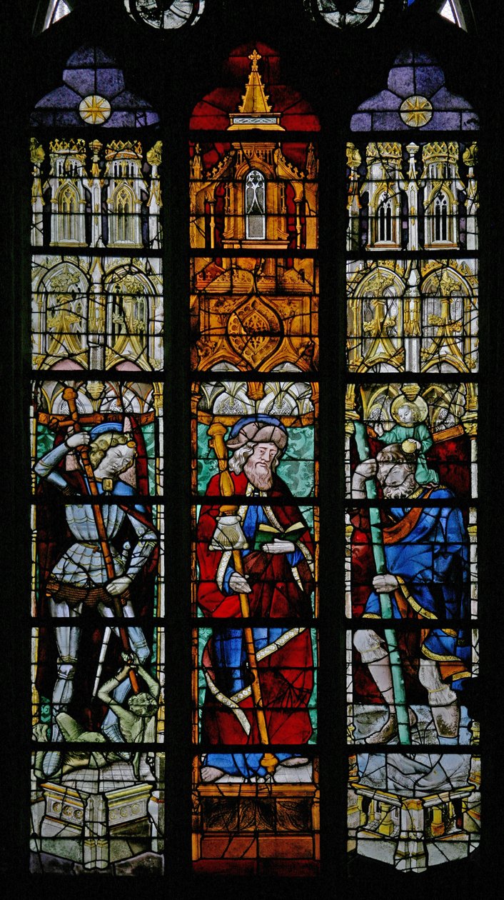 Fenêtre w8 représentant Saint Michel, Saint Jacques et Saint Christophe - French School