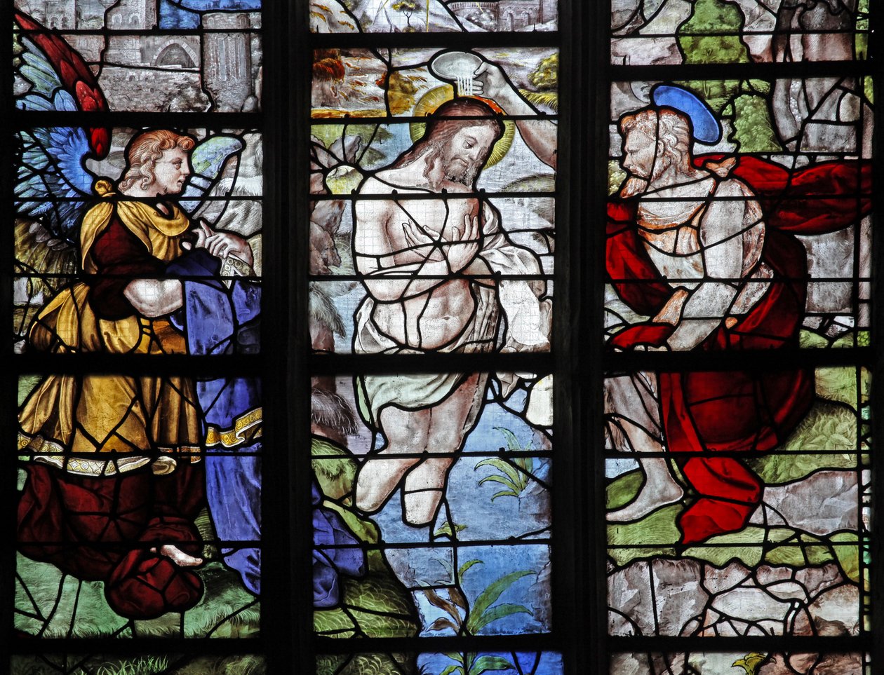 Fenêtre w9 représentant le Baptême dans le Jourdain - French School