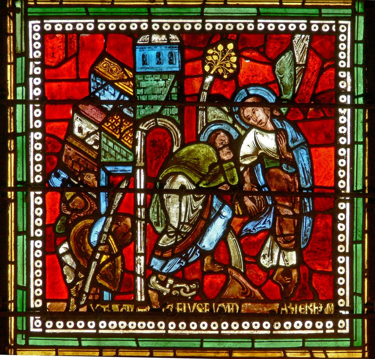 Fenêtre wXVIII représentant Saint Pierre conduit hors de prison par un ange - French School