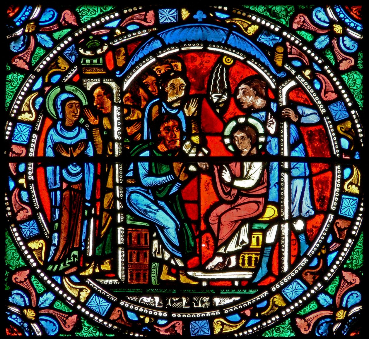 Fenêtre wXV représentant Jésus trouvé dans le Temple - French School