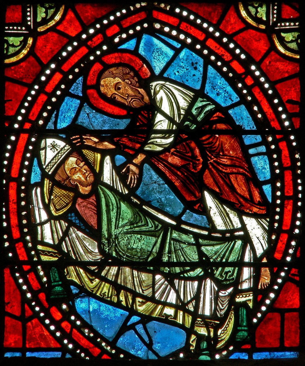 Fenêtre wXX représentant Saint Paul révélant en rêve à Saint Ambroise les restes de Saint Gervais et Saint Protais - French School