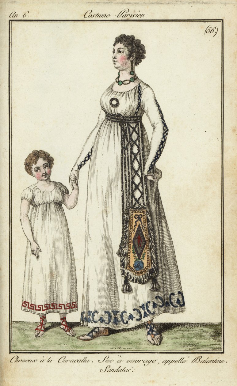 Femme et enfant avec coiffures Caracalla - French School